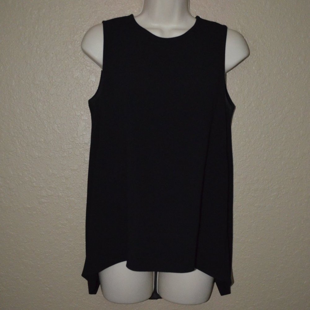 Sz S Rag & Bone Black Sleeveless Sheer Back Detail Blouse Top